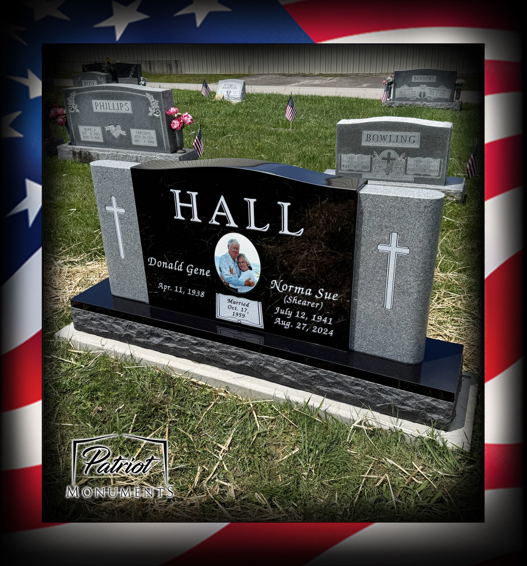 Hal, Donald and Norma custom granite monument